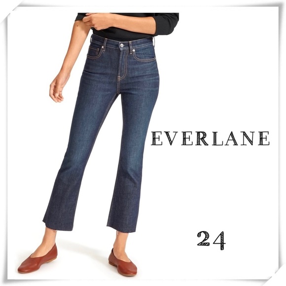 Everlane High Rise The Kick Crop Jean In Medium Washed - Picture 1 of 8